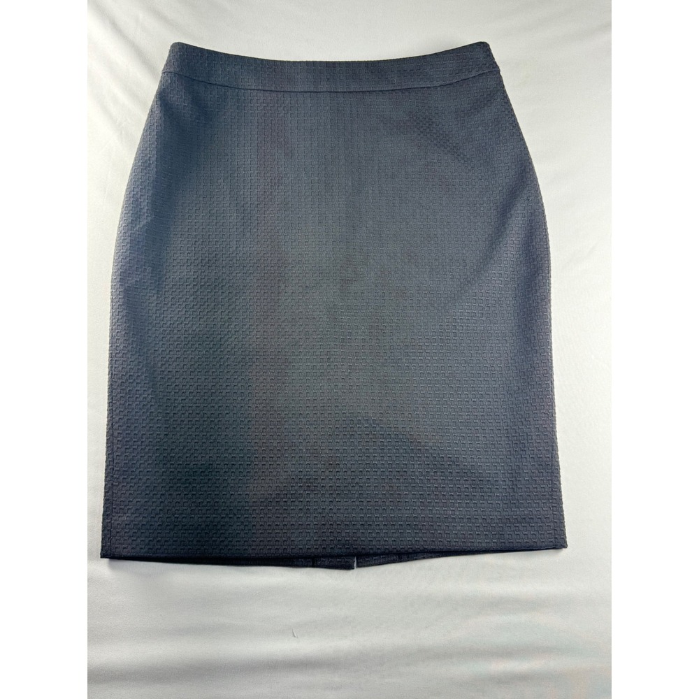 Ann Taylor Grey Textured Basketweave Pencil Skirt Gold Back Zip Size 6 Office